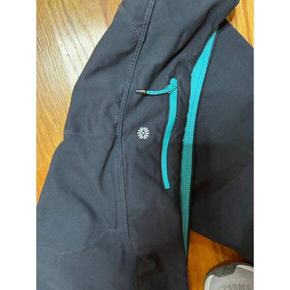 Tangerine charcoal gray teal capri leggings zipper key pocket L Perfect - Picture 6 of 6